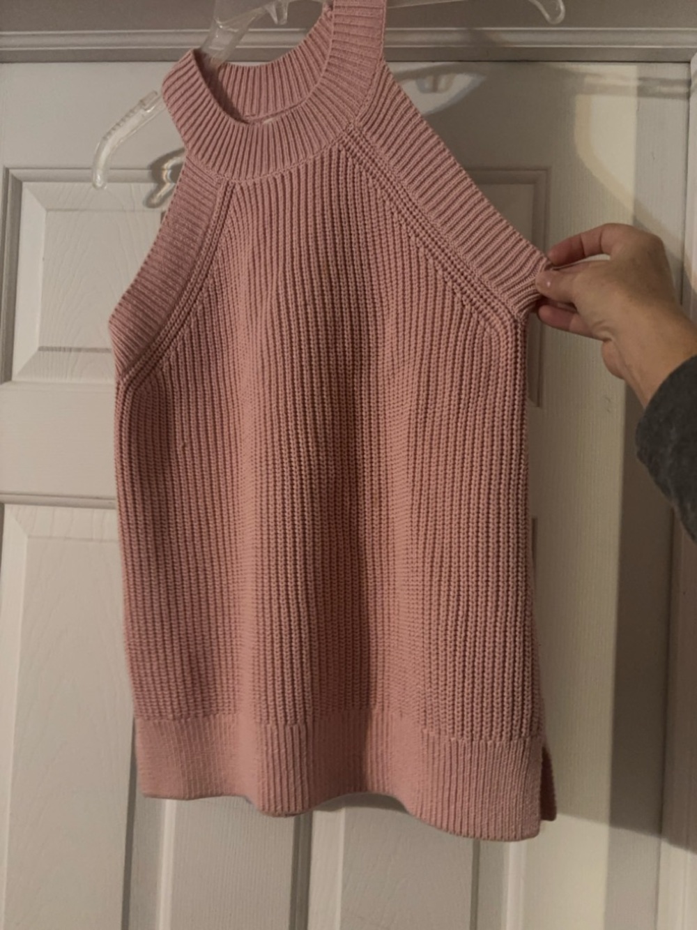 LOFT Blush Pink Ribbed Halter Sweater Tank